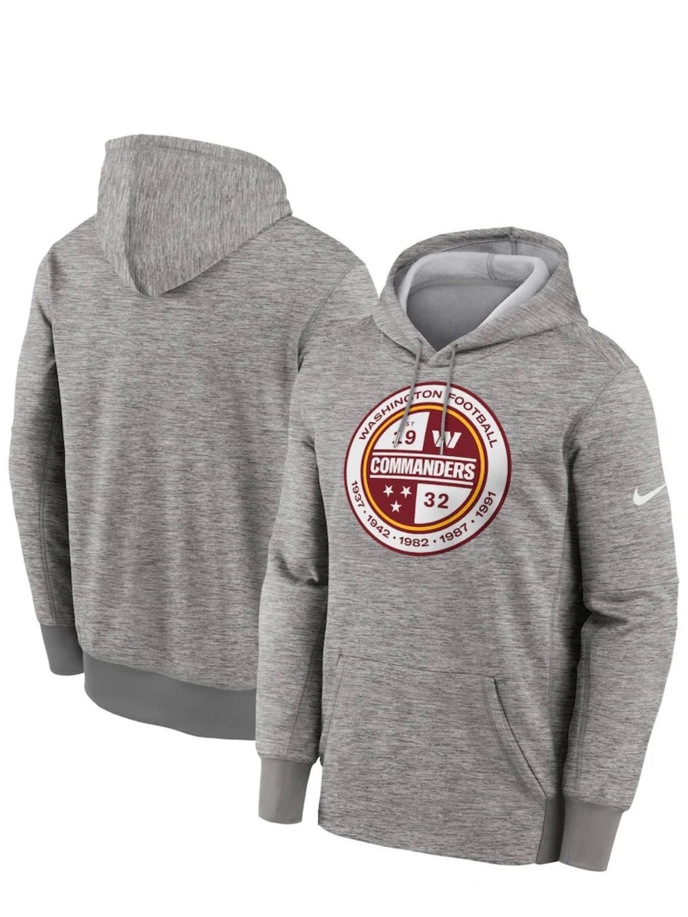 Nike Washington Commanders Heathered Gray Performance Pullover Hoodie NWT Size M